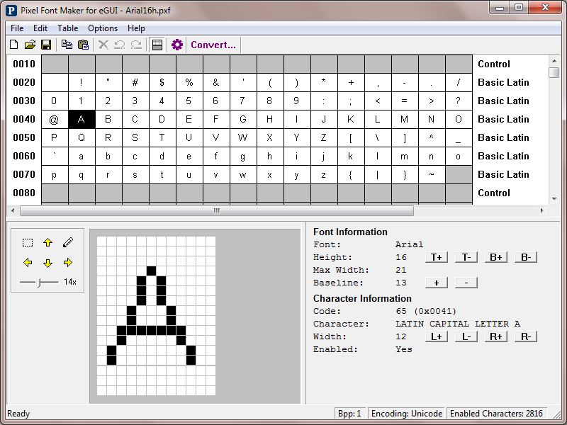 Pixel Font Maker for eGUI another Freescale Embedded GUI. www.pixfonter.net...